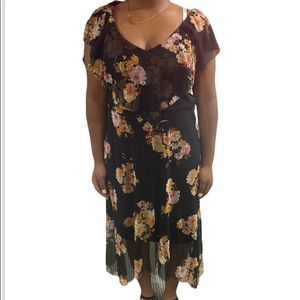 New York Clothing  Company Black Sleeveless Floral Print  Dress Size 10
